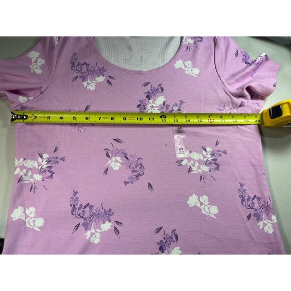 Style & Co Womens Floral Print Short Sleeve Tee OX Millie Pink Made In Indonesia - Picture 3 of 10